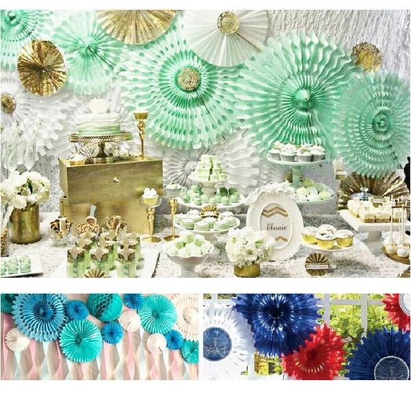 

5pcs 8'' 20cm tissue paper cut-out paper fans pinwheels hanging flower paper crafts for showers wedding party birthday jlliii