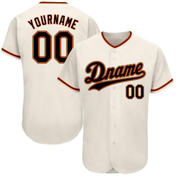

custom cream black-orange-5 authentic baseball jersey, Blue;black