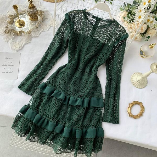 

casual dresses spring summer dress women clothes 2021 korean vintage women's black lace party vestidos ropa mujer zt5591, Black;gray