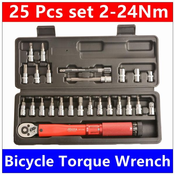 

hand tools mxita 1/4"dr 2-24nm 25 pcs torque wrench bicycle bike kit set tool repair spanner