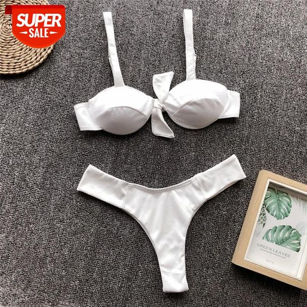 

mujer biquini front tie sheer swimsuit push up swimwear 2019 summer thong bikinis women beach wear female bathing suit #yi90, White;black