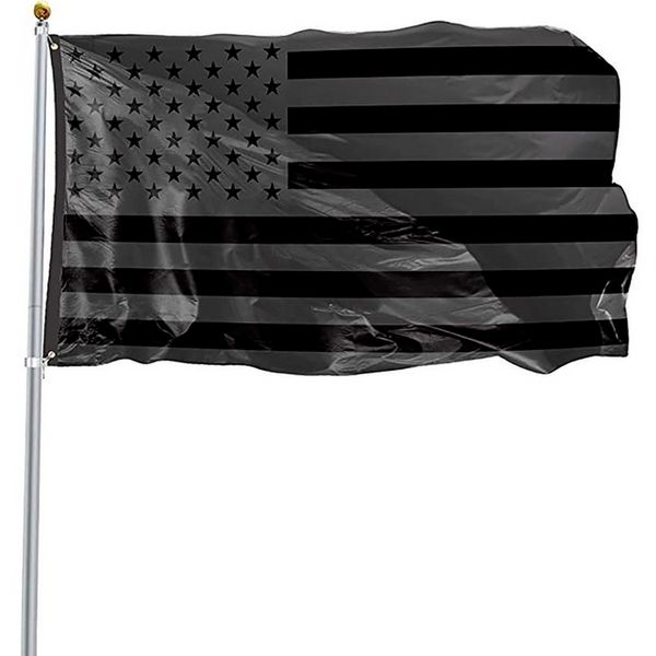 

stock 3x5ft black american flag polyester no quarter will be given us usa historical protection banner flag double-sided indoor outdoor g11