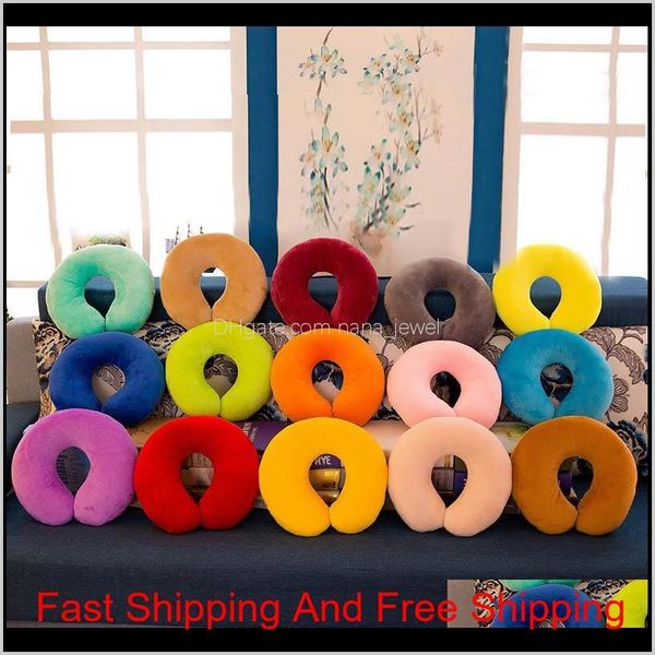 

solid u shaped pillow soft plush vehicular neck throw pillow toys nap for travel rest student kids christmas gifts hh7-1916 ecgn suvkw