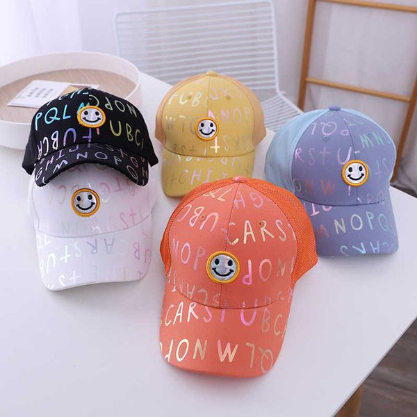 

children's hat middle school children's summer net baseball cap breathable sunscreen cap boy's and girl's wide brim suns, Yellow