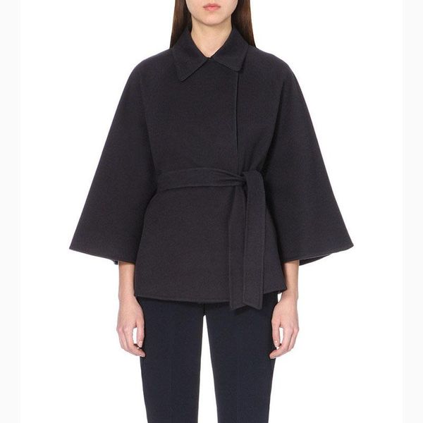 

women's wool & blends zadorin autumn winter women coat black three quanter sleeve cloak lapel belt cape fashion jacket streetwear