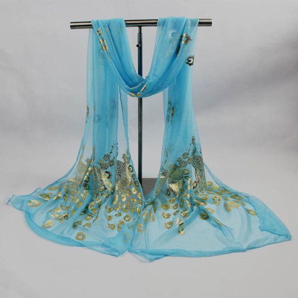 

scarves silk women hijab scarfs for ladies multi-color peacock flower scarf long soft wrap shawl stole pashmina, Blue;gray