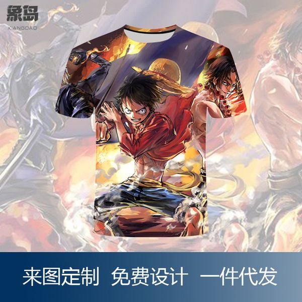 

new clothes, children's clothes, pirate king animation, digital color printing, personalized casual short sleeve 3dt, White;black