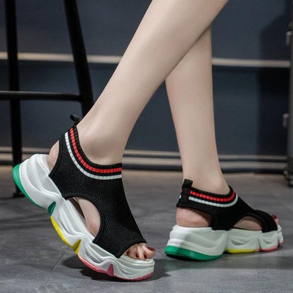 

dress shoes women flat socks summer fashion breathable sandals mesh student casual white sneakers, Black