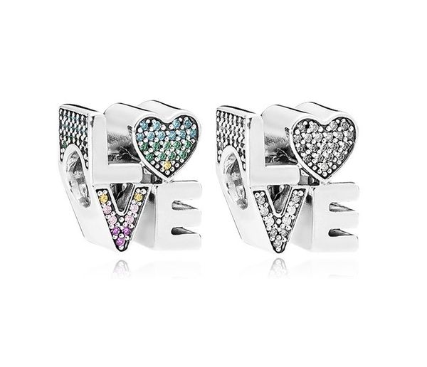 

fits pandora bracelets 20pcs paved crystal love heart silver charms fits pandora charms bracelet beads for jewelry making 925 sterling silve, Black