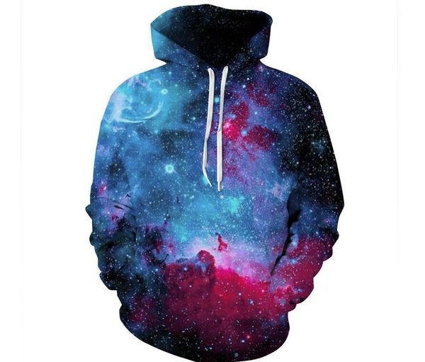 

women's hoodies & sweatshirts autumn winter men/women 3d print stars space galaxy hooded pullovers colorful nebula thin hoody, Black