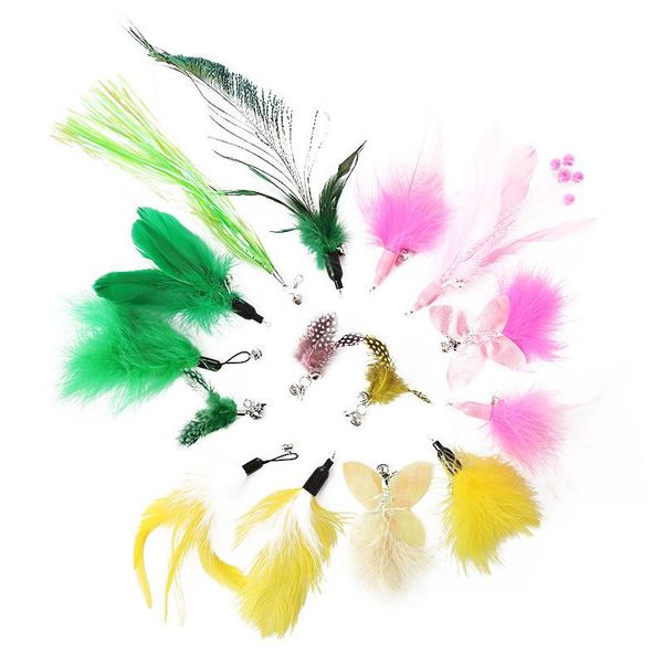 

cat toys 5pcs teaser replacement feather refill wand pet cats toy for supplies
