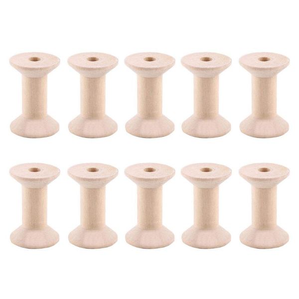 

10pcs wooden empty spool empty thread spools natural wire weaving bobbins diy craft supplies, Black