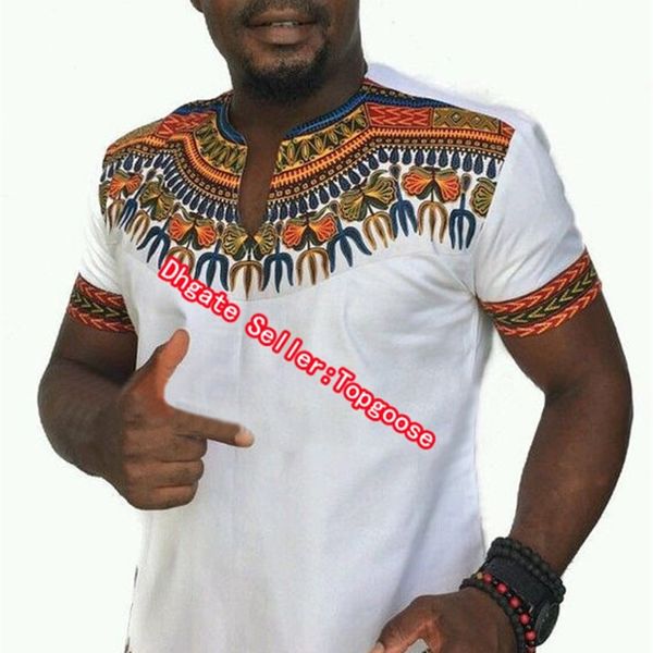 

fashion summer floral printed africa o neck t shirt men casual short sleeve shirt tees size s-2xl, White;black
