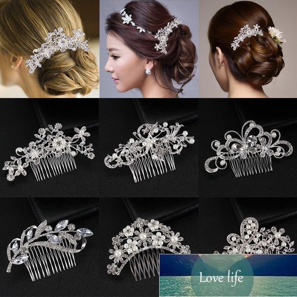 1PC da sposa pettine per capelli da sposa clip foglia perla forcine copricapo donne ornamenti per capelli in cristallo gioielli accessori per capelli damigella d'onore prezzo di fabbrica design esperto