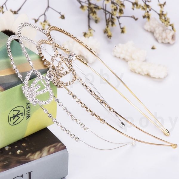 

new diamond headdress double crown headband bridal crown headband, Silver