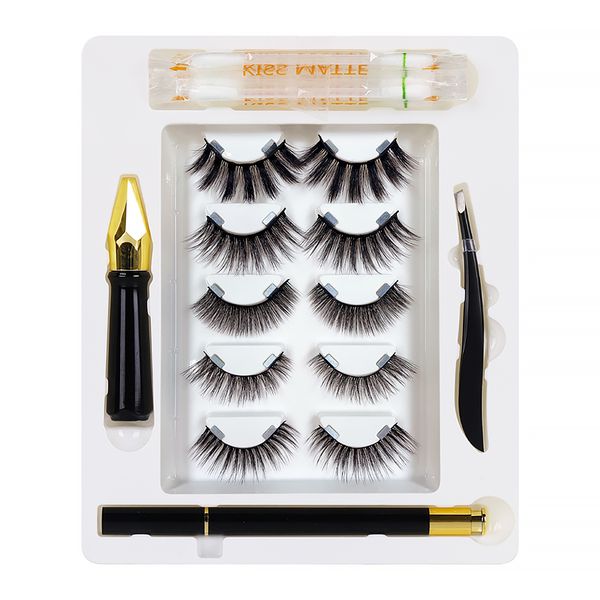 

upgrade magnetic eyelashes & eyeliner kit hand made natural thick 5 pairs fake lashes glue-easy to wear with tweezer dhl free