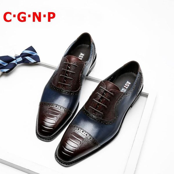 

dress shoes cÂ·gÂ·nÂ·p super color contrast design real cow leather oxford for men luxury italian square toe formal, Black