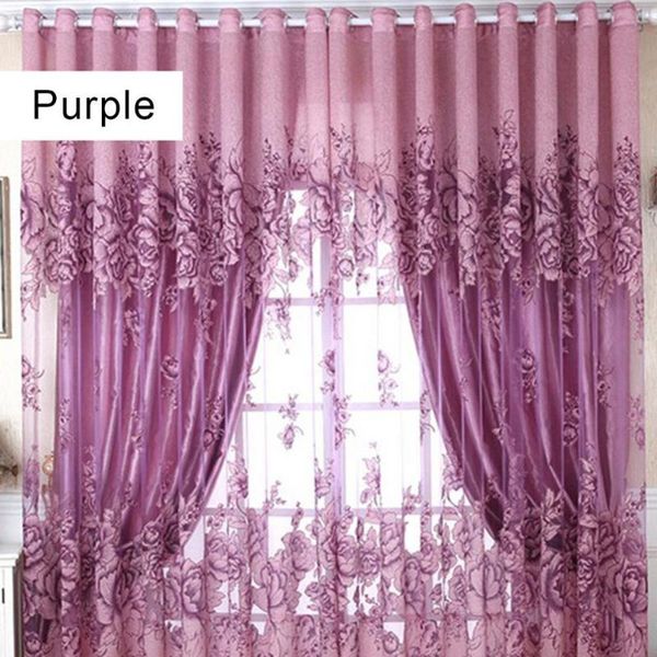 

curtain & drapes 1pc flower jacquard tulle window drape bedroom balcony living room decor