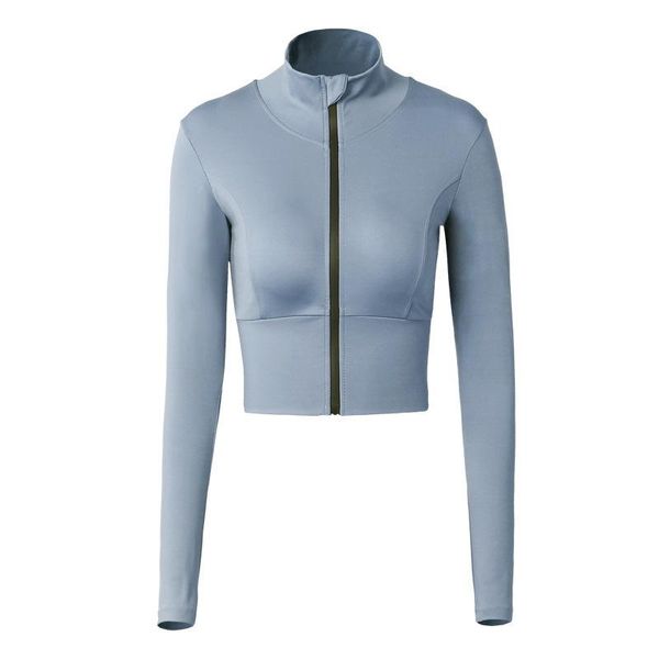 

new fitness running jacket sports jacket long-sleeved stand-up collar long zipper stretch tight-fitting fitness yoga clothesjs06, White;red