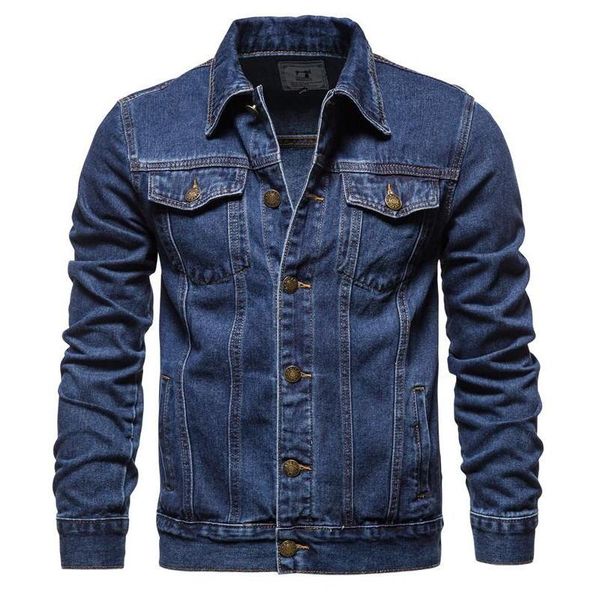 

men's jackets 2021 cotton denim jacket men casual solid color lapel single breasted jeans autumn slim fit quality mens, Black;brown