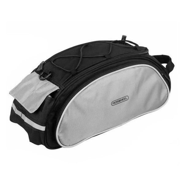 

cycling bags rear seat rack trunk bag 13l bicycle - black bike luggage carrier 2 side & 1 back pouch