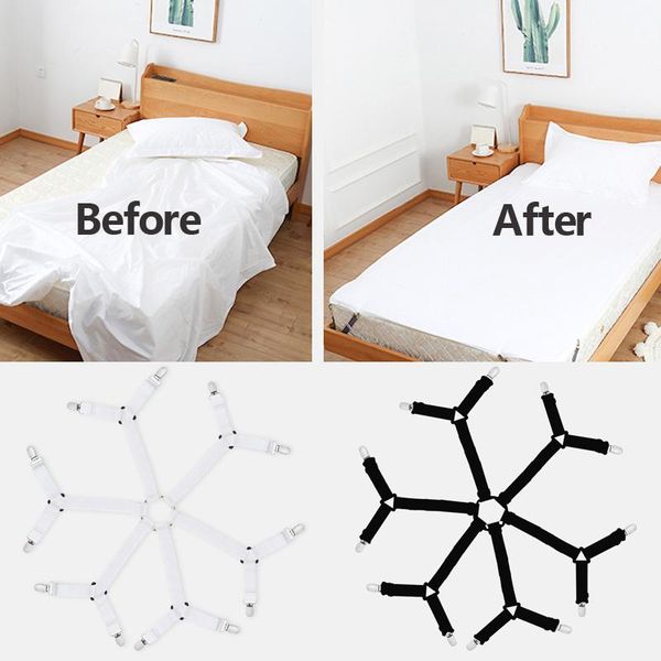 

hooks & rails mattress clips straps - adjustable fit bed sheet grippers fasteners 3 way 6 sides suspenders elastic holders