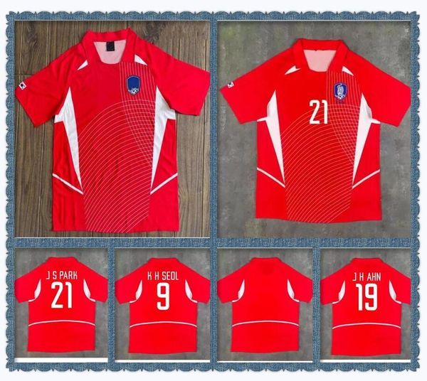 

2002 korea jersey national team s park k h seol m b hong j h ahn retro soccer jerseys 02 home red vintage south camiseta de fÃºtbol classic f, Black;yellow