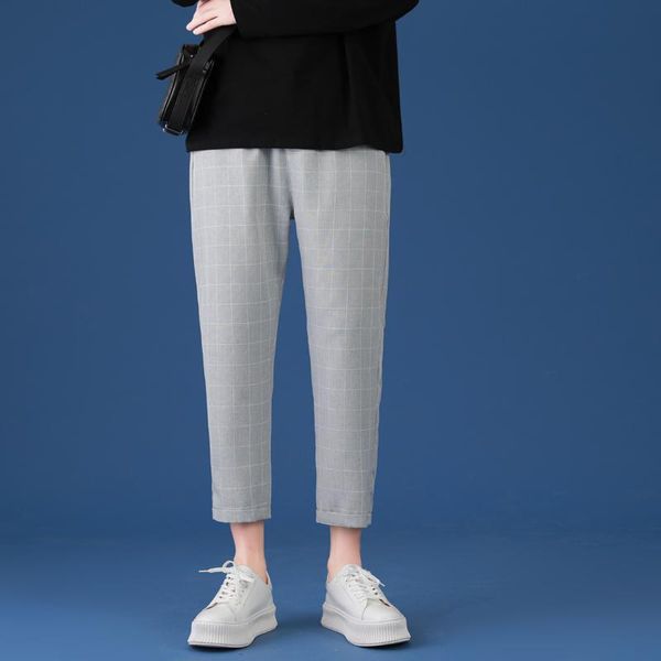 

men's pants 2021 casual plaid dress with style classic oversized cropped, Black