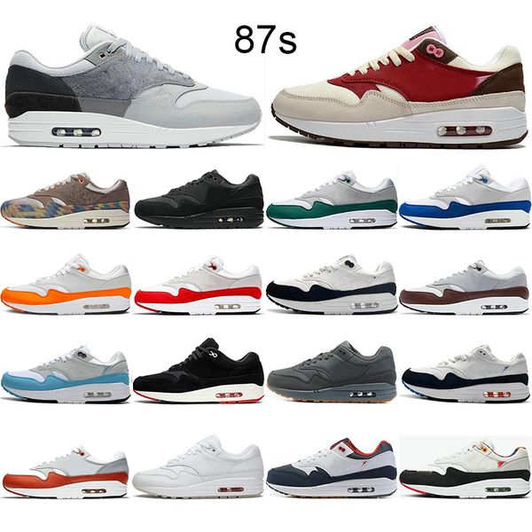 

2021 selling classic 1 one men women 87 running shoes triple black white sports trainers cushion surface breathable mens sport outdoor sneak, White;red