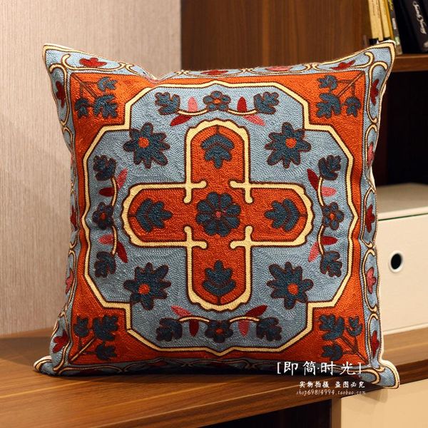 

cushion/decorative pillow home decor cross embroidered cushion cover baroque cotton pillows case sofa throw room decorative