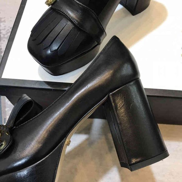 

the designer latest fashion women's dress shoes all leather tassel decoration luxury custom 35-41, Black