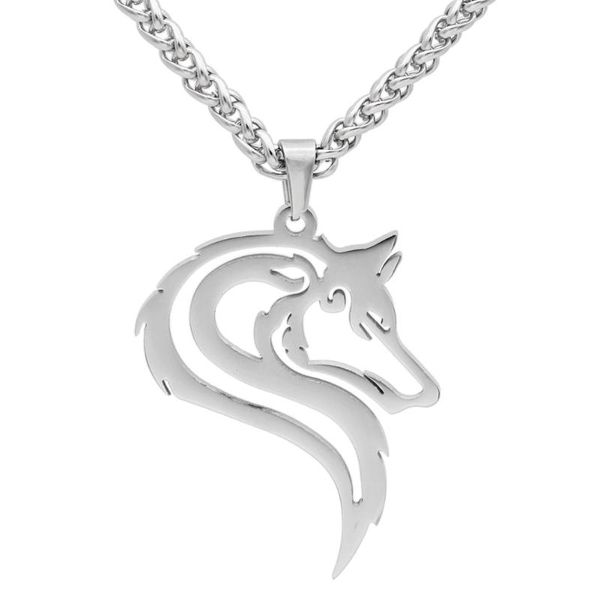 

pendant necklaces men 316l stainless steel norse viking oidn's wolf head celt amulet necklace, Silver