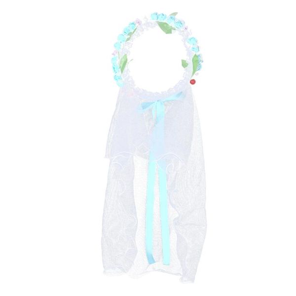 

bridal veils 1pc kids wedding veil cloth garland gauze tether headband flower wreath hair accessories for children, Black