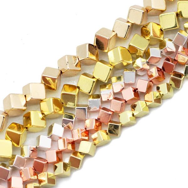 

other rose gold silvers diagonal square cube hematite 4/6mm natural stone spacer loose beads for jewelry making diy bracelets pendant