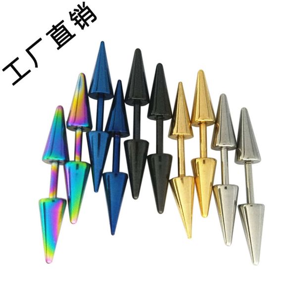 

titanium steel earrings pointed cone earrings titanium steel stainless steel earrings