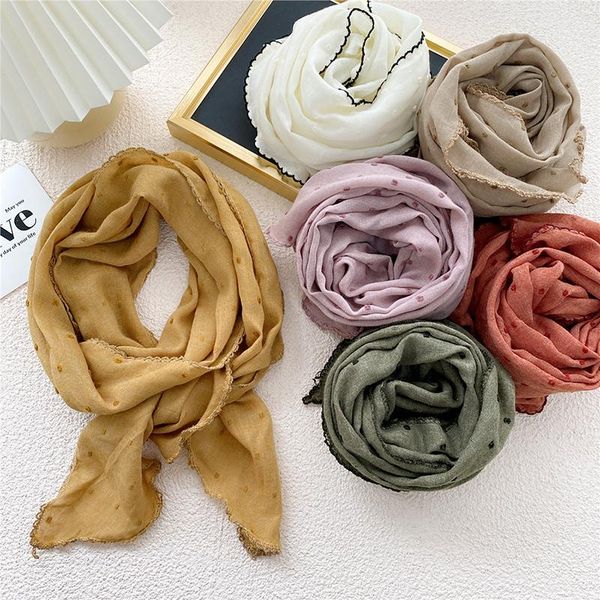 

scarves pleated embossed solid color cotton diamond scarf female spring summer soft versatile korea 160*90cm decorative small shawl, Blue;gray
