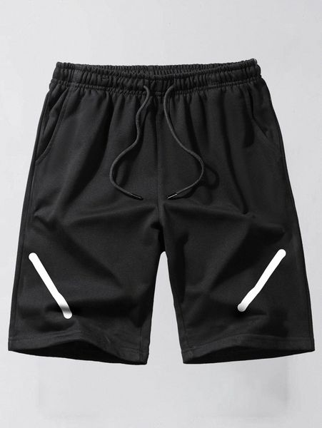 

romwe guys graphic print drawstring shorts b2sp#, Black