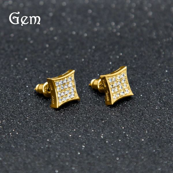 

hip hop rock high grade zircon inlaid men's earrings gumeng copper earrings, Silver
