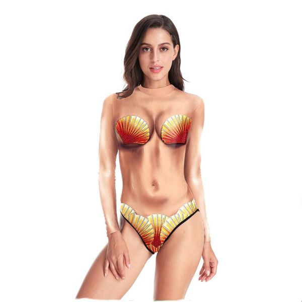 

one-piece suits 2021 ladies swimwear shell digital printed women's swimsuit bikini comfortable long sleeve conservative spring