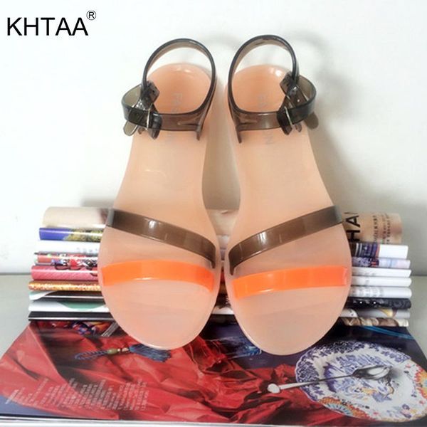 

sandals 2021 women flat buckle summer jelly shoes open toe casual female candy color beach ladies fashion, Black