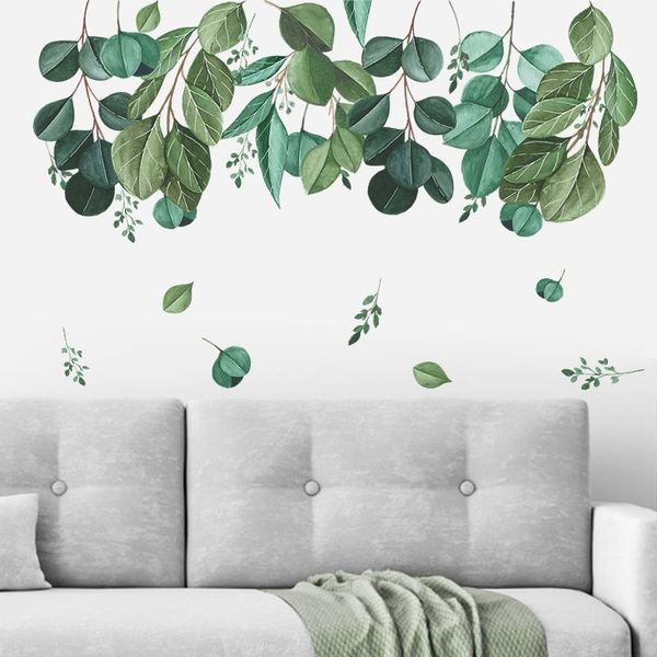 

wall stickers nordic green leaf decor removable pvc sticker for living room bedroom home decoration diy sofa murals