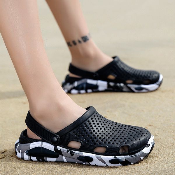 

beach summer water clamp slippers jelly men lightweight sandals garden clocks shoes, Black