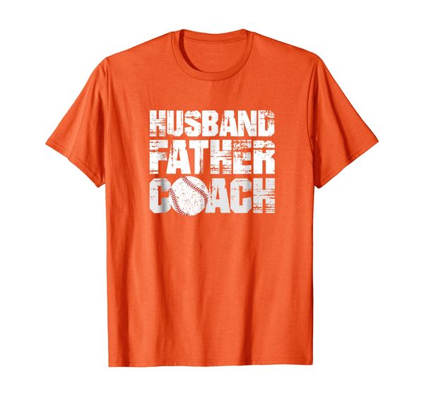 

husband father coach: softball baseball dad gift t-shirt, White;black