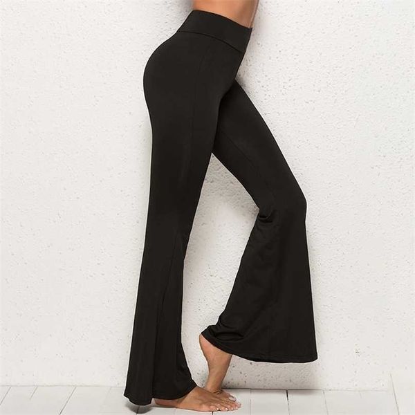 

pants women fashion trousers solid elasticity leggings bell-bottoms high waisted cargo pantalon femme 211115, Black;white