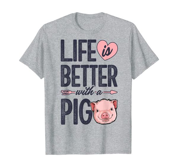 

life is better with a pig t shirt pigs farm farmer girls tee, White;black