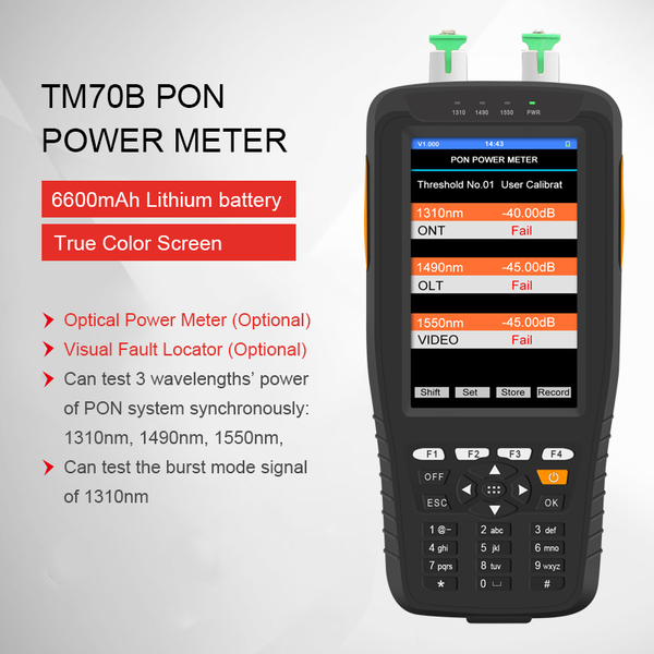 

fiber optic equipment tm70b handheld pon optical power meter 1310/1490/1550nm free