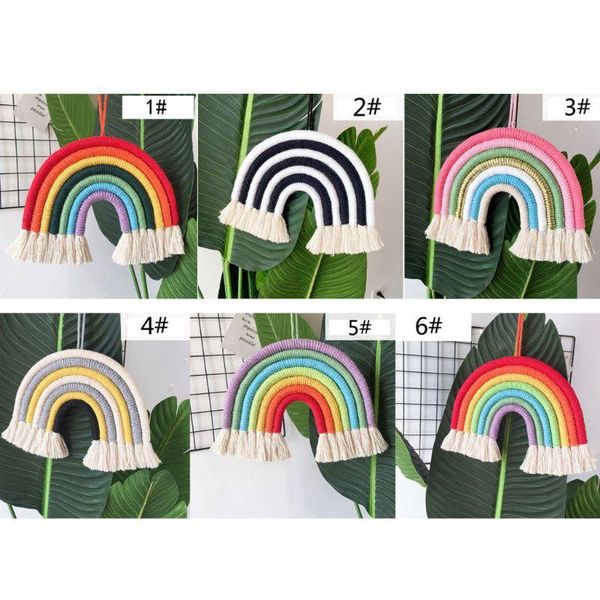 

rainbow tapestry boho rainbow tassel wall hanging ornaments kids room decoration