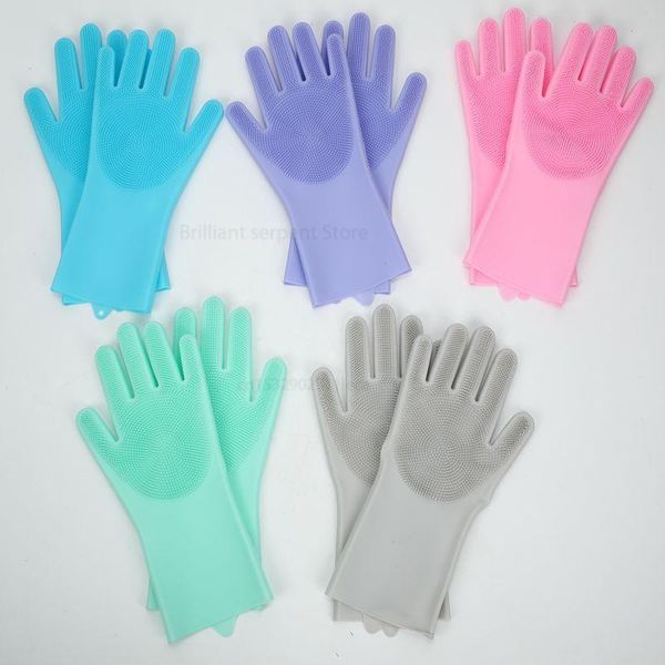 

disposable gloves magic silicone dishwashing scrubber dish washing sponge rubber housekeeping kitchen cleaning tool drop
