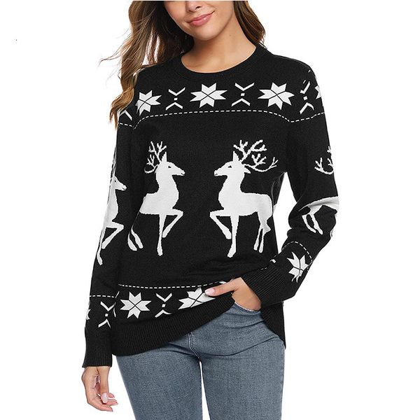 

christmas deer jacquard sweater female jiaxing tongxiang strength ps, White;black