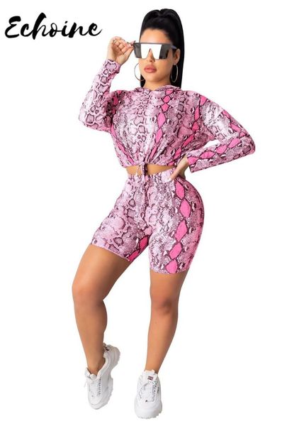 

two piece dress echoine women summer snakeskin print bandage waist long sleeve set fashion beach suit skinny cropped pants, White